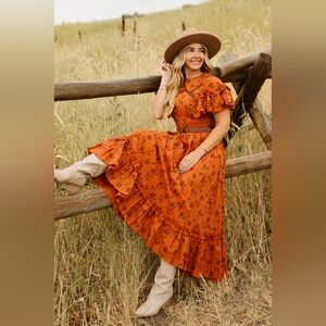 Ivy City Co Shae Dress In Orange (Ruffled Sundress)